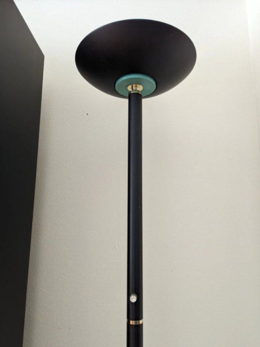 MINT Vintage 1990s Halogen 500 Watt Torchiere Floor Lamp Black RARE 71"